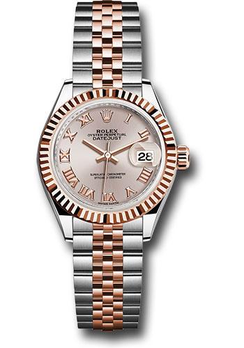 Rolex Lady-Datejust 279171 Steel and Everose Gold Rolesor 28 Fluted Bezel - Sundust Roman Dial - Jubilee Bracelet - surj