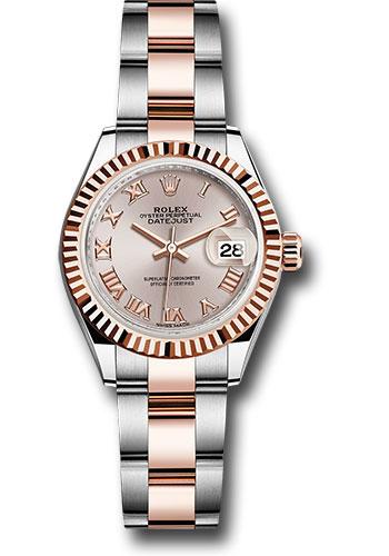 Rolex Lady-Datejust 279171 Steel and Everose Gold Rolesor 28 Fluted Bezel - Sundust Roman Dial - Oyster Bracelet - suro