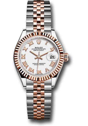 Rolex Lady-Datejust 279171 Steel and Everose Gold Rolesor 28 Fluted Bezel - White Roman Dial - Jubilee Bracelet - wrj