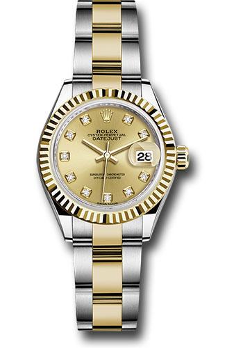 Rolex Lady-Datejust 279173 Steel and Yellow Gold Rolesor 28 Fluted Bezel - Champagne Diamond Dial - Oyster Bracelet - chdo Main image
