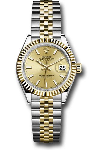 Rolex Lady-Datejust 279173 Steel and Yellow Gold Rolesor 28 Fluted Bezel - Champagne Index Dial - Jubilee Bracelet - chij