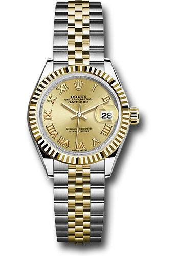 Rolex Lady-Datejust 279173 Steel and Yellow Gold Rolesor 28 Fluted Bezel - Champagne Roman Dial - Jubilee Bracelet - chrj