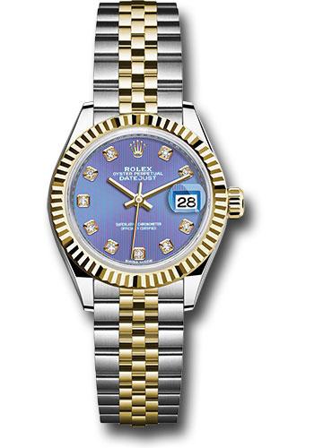 Rolex Lady-Datejust 279173 Steel and Yellow Gold Rolesor 28 Fluted Bezel - Lavender Diamond Dial - Jubilee Bracelet - ldj