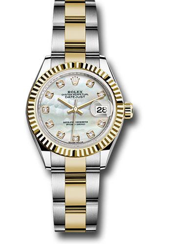 Rolex Lady-Datejust 279173 Steel and Yellow Gold Rolesor 28 Fluted Bezel - White Mother-Of-Pearl Diamond Dial - Oyster Bracelet - mdo Main image