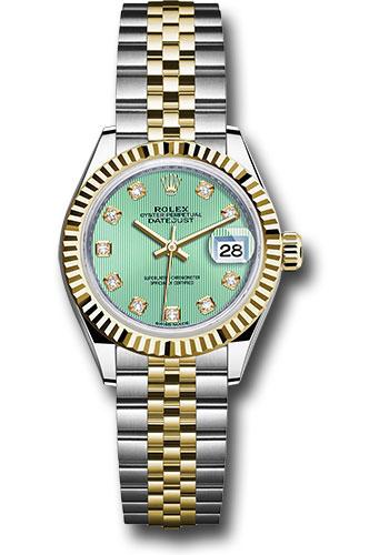 Rolex Lady-Datejust 279173 Steel and Yellow Gold Rolesor 28 Fluted Bezel - Mint Green Diamond Dial - Jubilee Bracelet - mgdj