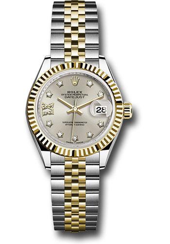 Rolex Lady-Datejust 279173 Steel and Yellow Gold Rolesor 28 Fluted Bezel - Silver Diamond Star Dial - Jubilee Bracelet - s9dix8dj