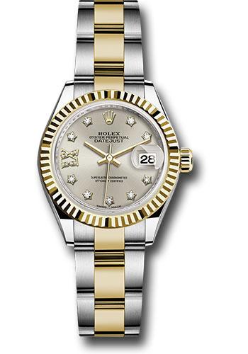 Rolex Lady-Datejust 279173 Steel and Yellow Gold Rolesor 28 Fluted Bezel - Silver Diamond Star Dial - Oyster Bracelet - s9dix8do