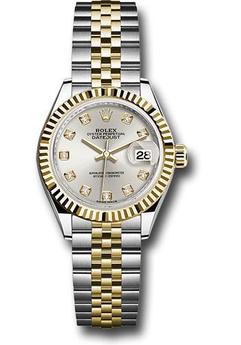 Rolex Lady-Datejust 279173 Steel and Yellow Gold Rolesor 28 Fluted Bezel - Silver Diamond Dial - Jubilee Bracelet - sdj Main image