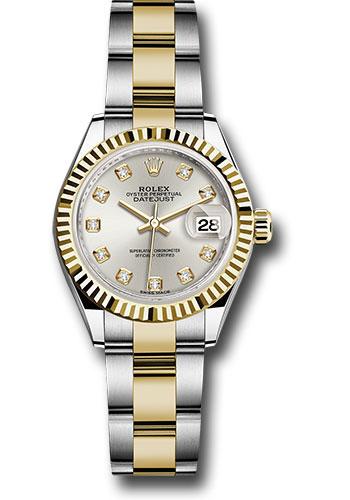 Rolex Lady-Datejust 279173 Steel and Yellow Gold Rolesor 28 Fluted Bezel - Silver Diamond Dial - Oyster Bracelet - sdo Main image