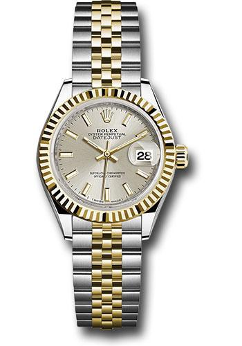 Rolex Lady-Datejust 279173 Steel and Yellow Gold Rolesor 28 Fluted Bezel - Silver Index Dial - Jubilee Bracelet - sij