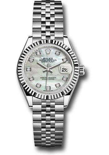 Rolex Lady-Datejust 279174 Steel and White Gold Rolesor 28 Fluted Bezel - White Mother-Of-Pearl Diamond Dial - Jubilee Bracelet - mdj