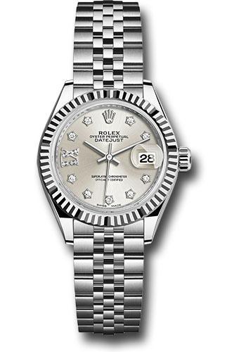 Rolex Lady-Datejust 279174 Steel and White Gold Rolesor 28 Fluted Bezel - Silver Diamond Star Dial - Jubilee Bracelet - s9dix8dj