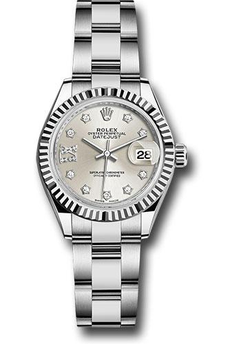 Rolex Lady-Datejust 279174 Steel and White Gold Rolesor 28 Fluted Bezel - Silver Diamond Star Dial - Oyster Bracelet - s9dix8do