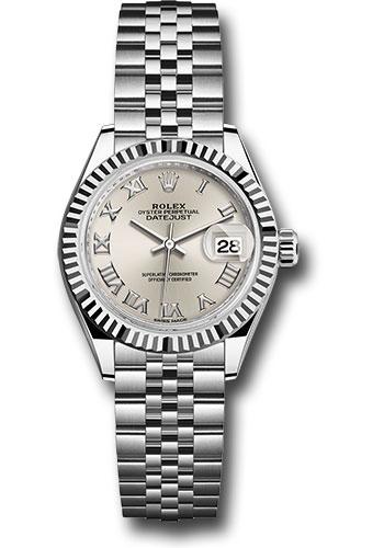 Rolex Lady-Datejust 279174 Steel and White Gold Rolesor 28 Fluted Bezel - Silver Roman Dial - Jubilee Bracelet - srj Main image
