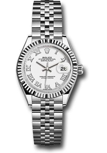 Rolex Lady-Datejust 279174 Steel and White Gold Rolesor 28 Fluted Bezel - White Roman Dial - Jubilee Bracelet - wrj