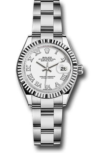 Rolex Lady-Datejust 279174 Steel and White Gold Rolesor 28 Fluted Bezel - White Roman Dial - Oyster Bracelet - wro Main image