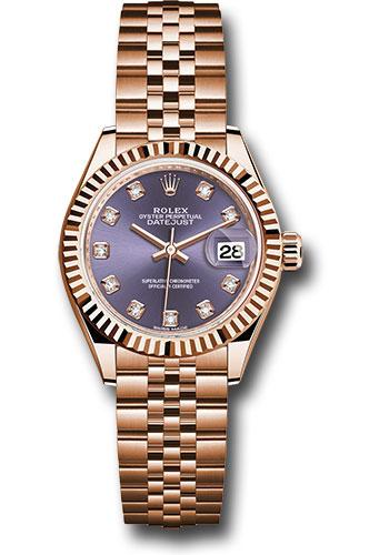 Rolex Lady-Datejust 279175 Everose Gold 28 Fluted Bezel - Aubergine Diamond Dial - Jubilee Bracelet - adj
