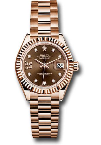 Rolex Lady-Datejust 279175 Everose Gold 28 Fluted Bezel - Chocolate Diamond Star Dial - President Bracelet - cho9dix8dp Main image