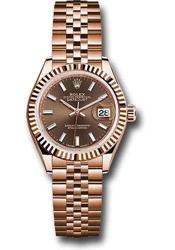 Rolex Lady-Datejust 279175 Everose Gold 28 Fluted Bezel - Chocolate Index Dial - Jubilee Bracelet - choij Main image