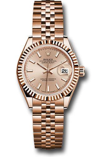 Rolex Lady-Datejust 279175 Everose Gold 28 Fluted Bezel - Pink Sundust Index Dial - Jubilee Bracelet - pij Main image