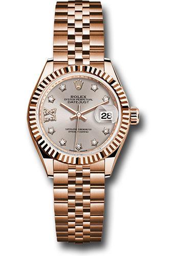 Rolex Lady-Datejust 279175 Everose Gold 28 Fluted Bezel - Silver Sundust Diamond Star Dial - Jubilee Bracelet - s9dix8dj Main image