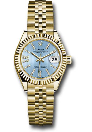 Rolex Lady-Datejust 279178 Yellow Gold 28 Fluted Bezel - Cornflower Blue Stripe Diamond Index Dial - Jubilee Bracelet - cbls36dix8dj Main image