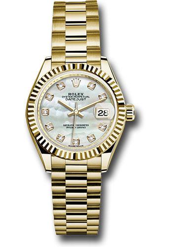 Rolex Lady-Datejust 279178 Yellow Gold 28 Fluted Bezel - Mother-of-Pearl Diamond Dial - President Bracelet - mdp Main image