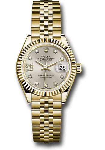 Rolex Lady-Datejust 279178 Yellow Gold 28 Fluted Bezel - Silver Diamond Star Dial - Jubilee Bracelet - s9dix8dj