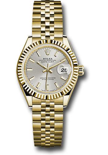 Rolex Lady-Datejust 279178 Yellow Gold 28 Fluted Bezel - Silver Index Dial - Jubilee Bracelet - sij