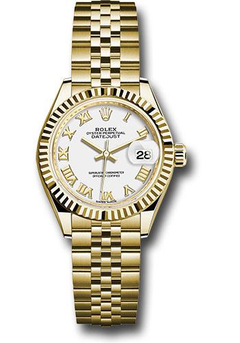 Rolex Lady-Datejust 279178 Yellow Gold 28 Fluted Bezel - White Roman Dial - Jubilee Bracelet - wrj Main image