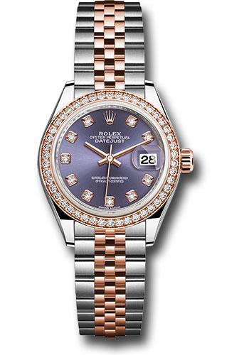 Rolex Lady-Datejust 279381RBR Steel and Everose Gold Rolesor 28 Diamond Bezel - Aubergine Diamond Dial - Jubilee Bracelet - audj