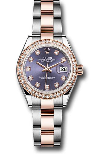 Rolex Lady-Datejust 279381RBR Steel and Everose Gold Rolesor 28 Diamond Bezel - Aubergine Diamond Dial - Oyster Bracelet - audo