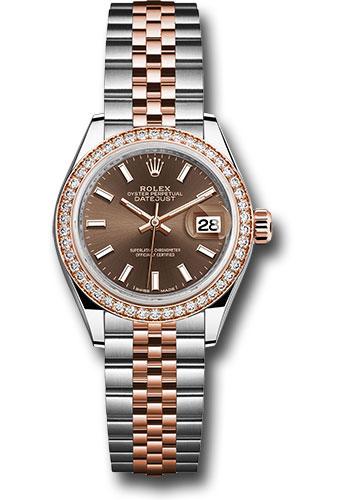 Rolex Lady-Datejust 279381RBR Steel and Everose Gold Rolesor 28 Diamond Bezel - Chocolate Index Dial - Jubilee Bracelet - choij