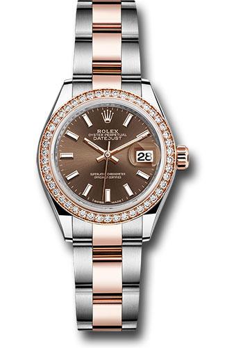 Rolex Lady-Datejust 279381RBR Steel and Everose Gold Rolesor 28 Diamond Bezel - Chocolate Index Dial - Oyster Bracelet - choio