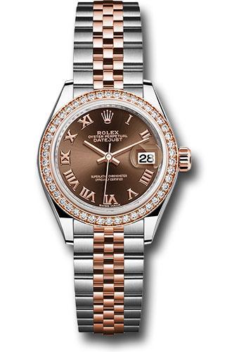 Rolex Lady-Datejust 279381RBR Steel and Everose Gold Rolesor 28 Diamond Bezel - Chocolate Roman Dial - Jubilee Bracelet - chorj