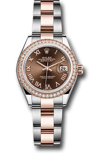 Rolex Lady-Datejust 279381RBR Steel and Everose Gold Rolesor 28 Diamond Bezel - Chocolate Roman Dial - Oyster Bracelet - choro
