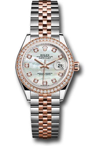 Rolex Lady-Datejust 279381RBR Steel and Everose Gold Rolesor 28 Diamond Bezel - White Mother-Of-Pearl Diamond Dial - Jubilee Bracelet - mdj Main image
