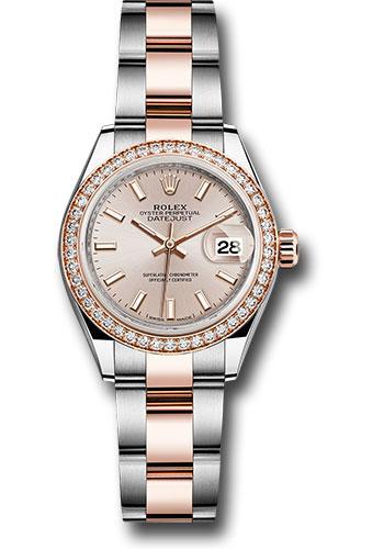 Rolex Lady-Datejust 279381RBR Steel and Everose Gold Rolesor 28 Diamond Bezel - Sundust Index Dial - Oyster Bracelet - suio