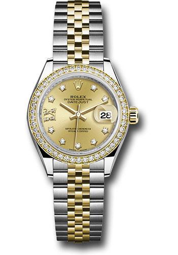 Rolex Lady-Datejust 279383RBR Steel and Yellow Gold Rolesor 28 Diamond Bezel - Champagne Diamond Star Dial - Jubilee Bracelet - ch9dix8dj