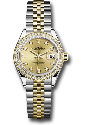 Rolex Lady-Datejust 279383RBR Steel and Yellow Gold Rolesor 28 Diamond Bezel - Champagne Diamond Dial - Jubilee Bracelet - chdj