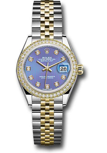 Rolex Lady-Datejust 279383RBR Steel and Yellow Gold Rolesor 28 Diamond Bezel - Lavender Diamond Dial - Jubilee Bracelet - ldj