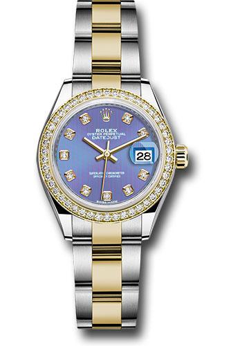 Rolex Lady-Datejust 279383RBR Steel and Yellow Gold Rolesor 28 Diamond Bezel - Lavender Diamond Dial - Oyster Bracelet - ldo