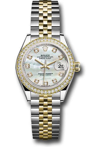 Rolex Lady-Datejust 279383RBR Steel and Yellow Gold Rolesor 28 Diamond Bezel - White Mother-Of-Pearl Diamond Dial - Jubilee Bracelet - mdj