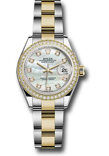 Rolex Lady-Datejust 279383RBR Steel and Yellow Gold Rolesor 28 Diamond Bezel - White Mother-Of-Pearl Diamond Dial - Oyster Bracelet - mdo Main image