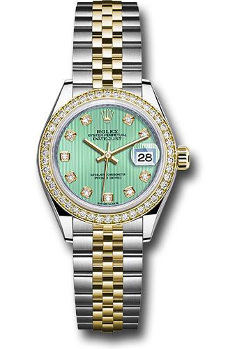 Rolex Lady-Datejust 279383RBR Steel and Yellow Gold Rolesor 28 Diamond Bezel - Mint Green Diamond Dial - Jubilee Bracelet - mgdj Main image