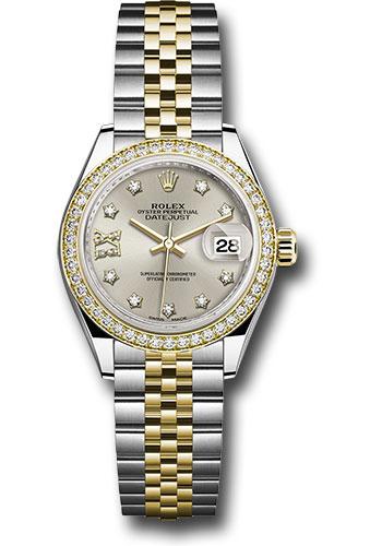 Rolex Lady-Datejust 279383RBR Steel and Yellow Gold Rolesor 28 Diamond Bezel - Silver Diamond Star Dial - Jubilee Bracelet - s9dix8dj