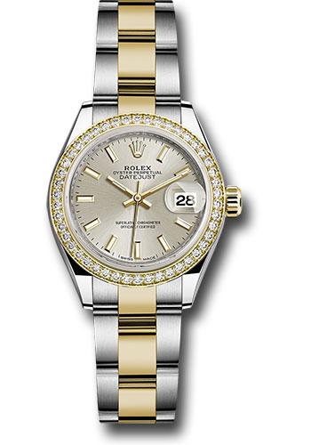 Rolex Lady-Datejust 279383RBR Steel and Yellow Gold Rolesor 28 Diamond Bezel - Silver Index Dial - Oyster Bracelet - sio
