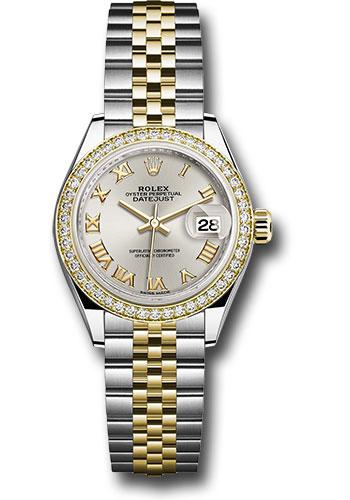 Rolex Lady-Datejust 279383RBR Steel and Yellow Gold Rolesor 28 Diamond Bezel - Silver Roman Dial - Jubilee Bracelet - srj
