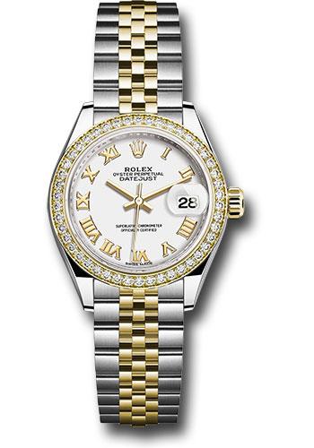 Rolex Lady-Datejust 279383RBR Steel and Yellow Gold Rolesor 28 Diamond Bezel - White Roman Dial - Jubilee Bracelet - wrj