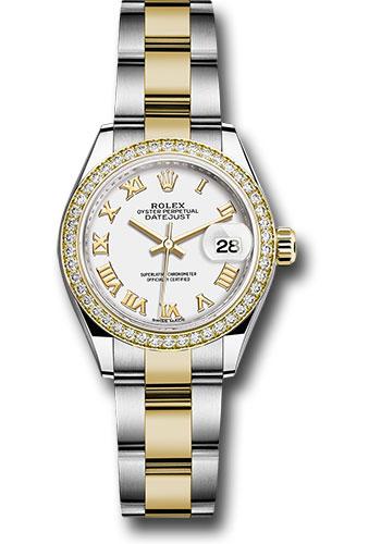 Rolex Lady-Datejust 279383RBR Steel and Yellow Gold Rolesor 28 Diamond Bezel - White Roman Dial - Oyster Bracelet - wro